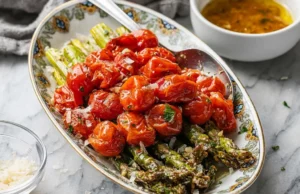 Air fryer Asparagus and Tomatoes