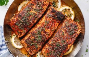 Blackened Salmon with Lemon Butter Sauce