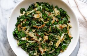 Quick Fried Collard Greens with Onion
