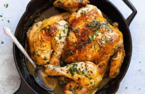 Roasted Lemon Garlic Butter SpatchCock Chicken