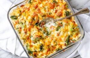 Loaded Cauliflower Broccoli Casserole with Bacon