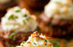 Meatloaf Cupcakes with Whipped Potato Topping