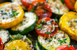 Roasted Garlic-Parmesan Zucchini, Squash and Tomatoes