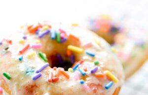 Baked Funfetti Glazed Doughnuts