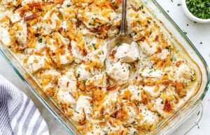 Baked Ranch Chicken Casserole with Crispy Onion