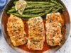 Garlic Butter Cod with Lemon Asparagus Skillet