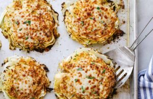 Cheesy Baked Cabbage Steaks