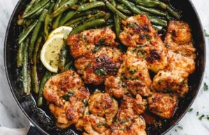 Lemon Garlic Butter Chicken and Green Beans Skillet