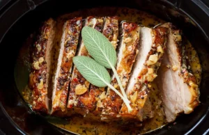Crockpot Creamy Garlic Pork Loin