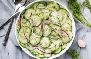 Marinated Cucumber Salad with Creamy Dill Sauce