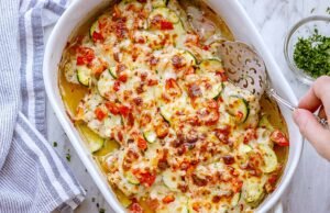 Mediterranean Chicken Zucchini Bake