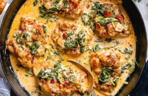 Garlic Butter Chicken with Spinach and Bacon