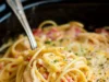 Creamy crockpot chicken spaghetti